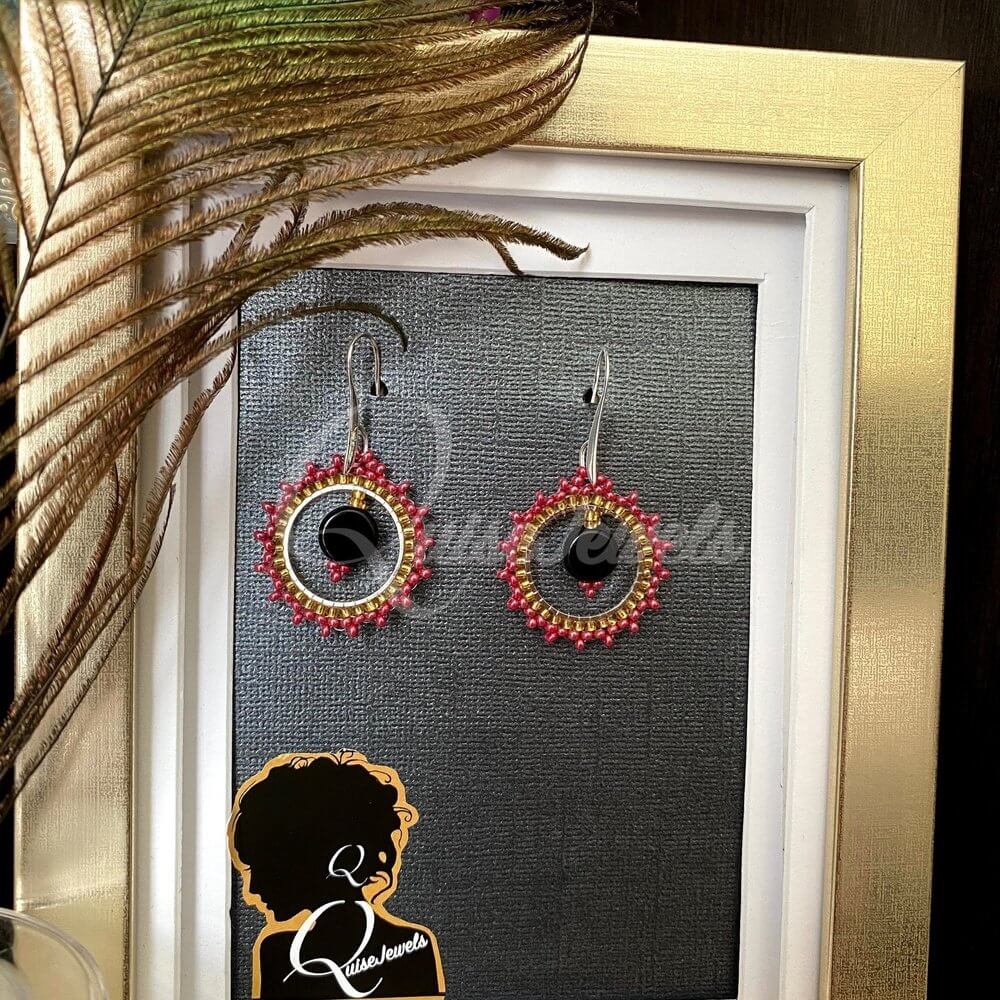 Beaded Circle Earrings-QuiseJewels
