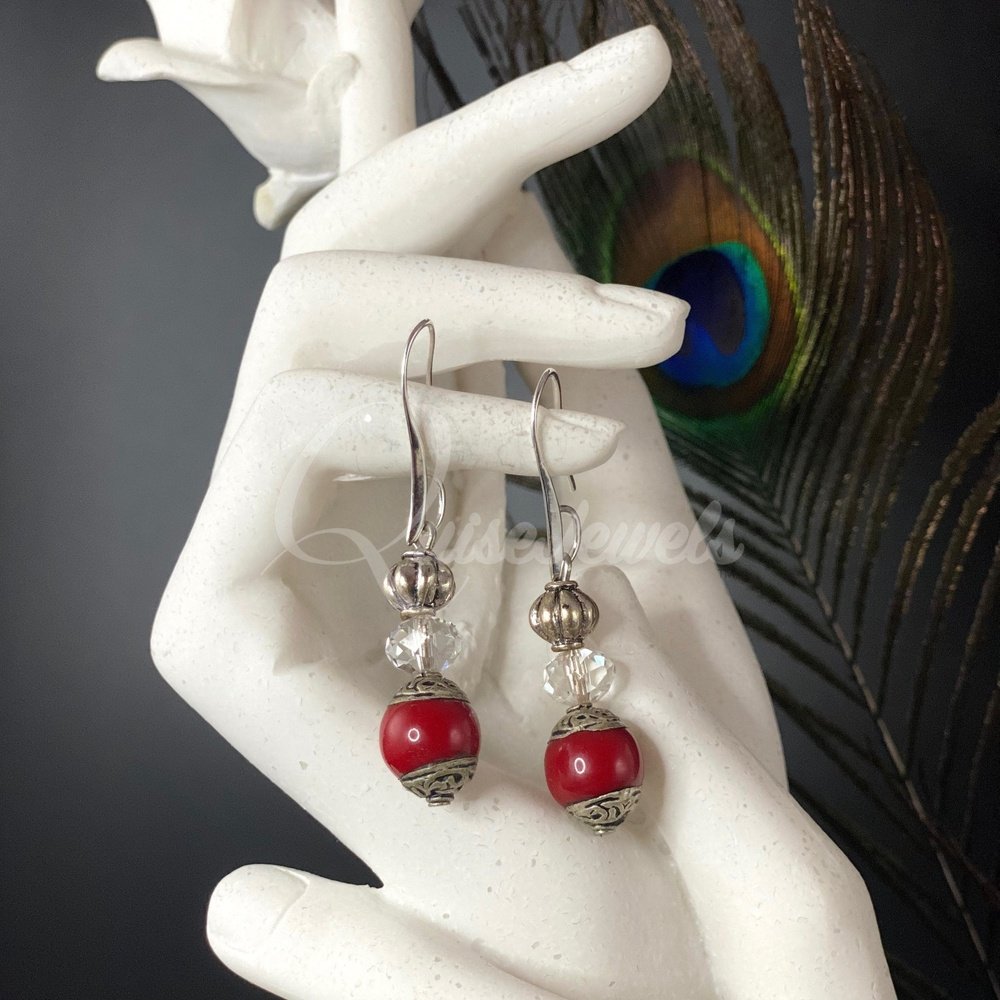 Chimes of Love with Red Jasper Resin Earrings-QuiseJewels