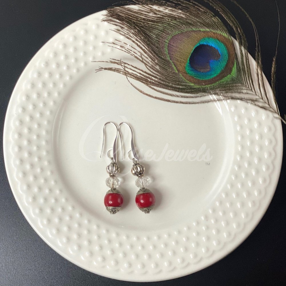 Chimes of Love with Red Jasper Resin Earrings-QuiseJewels