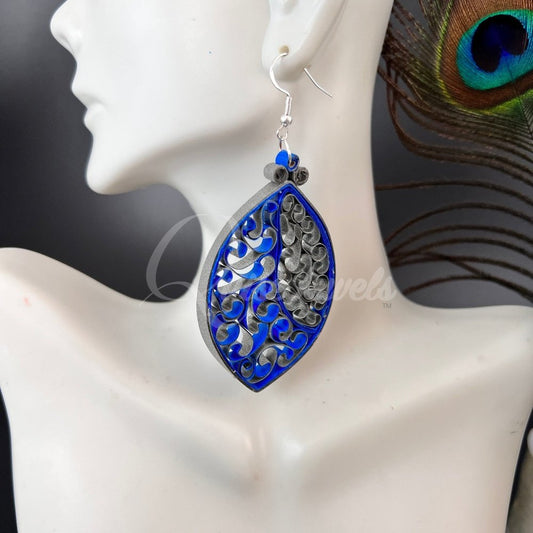 Designer Large Marquee Quilling Earrings-QuiseJewels