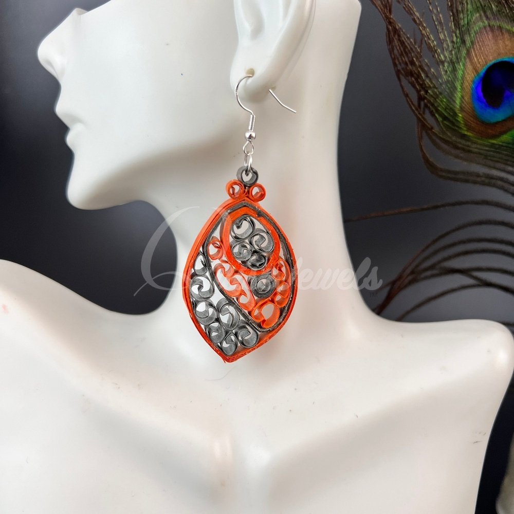 Designer Medium Marquee Quilling Earrings-QuiseJewels