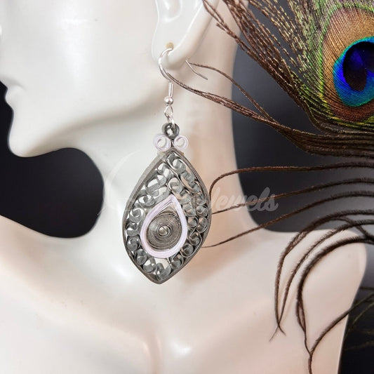 Designer Medium Marquee Quilling Earrings-QuiseJewels
