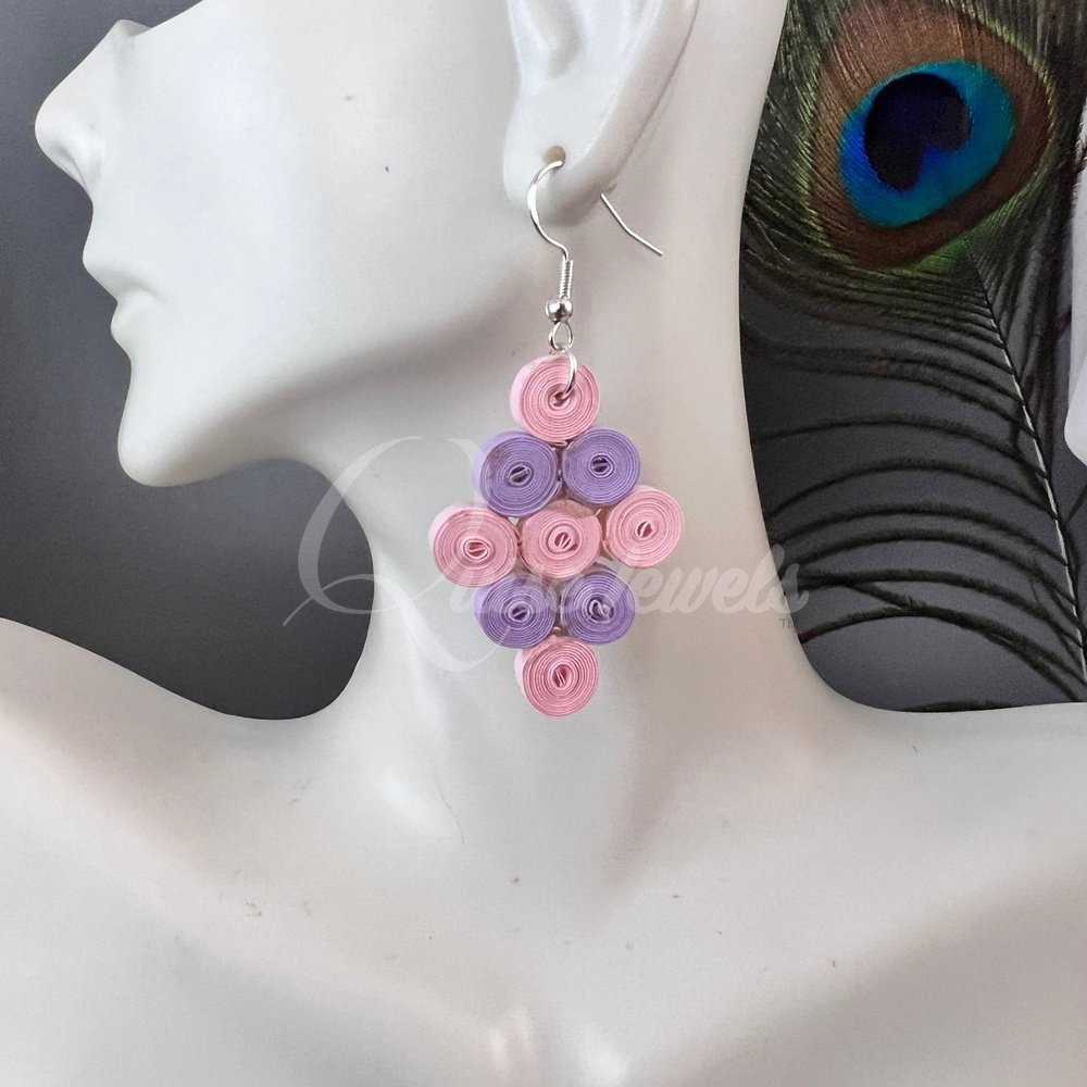 Diamond multiple color Quilling Earrings-QuiseJewels