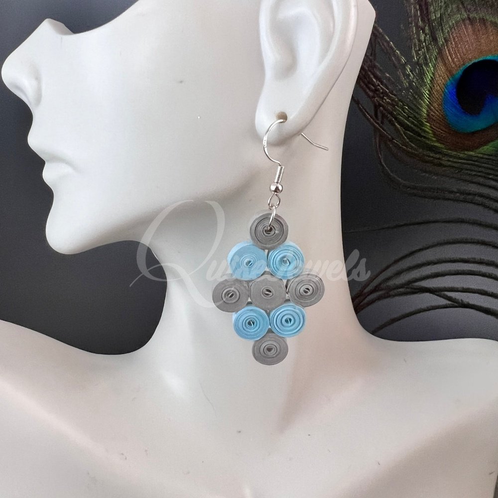 Diamond multiple color Quilling Earrings-QuiseJewels