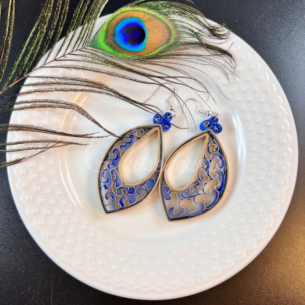 Dual Drop Large Marquee Quilling Earrings-QuiseJewels