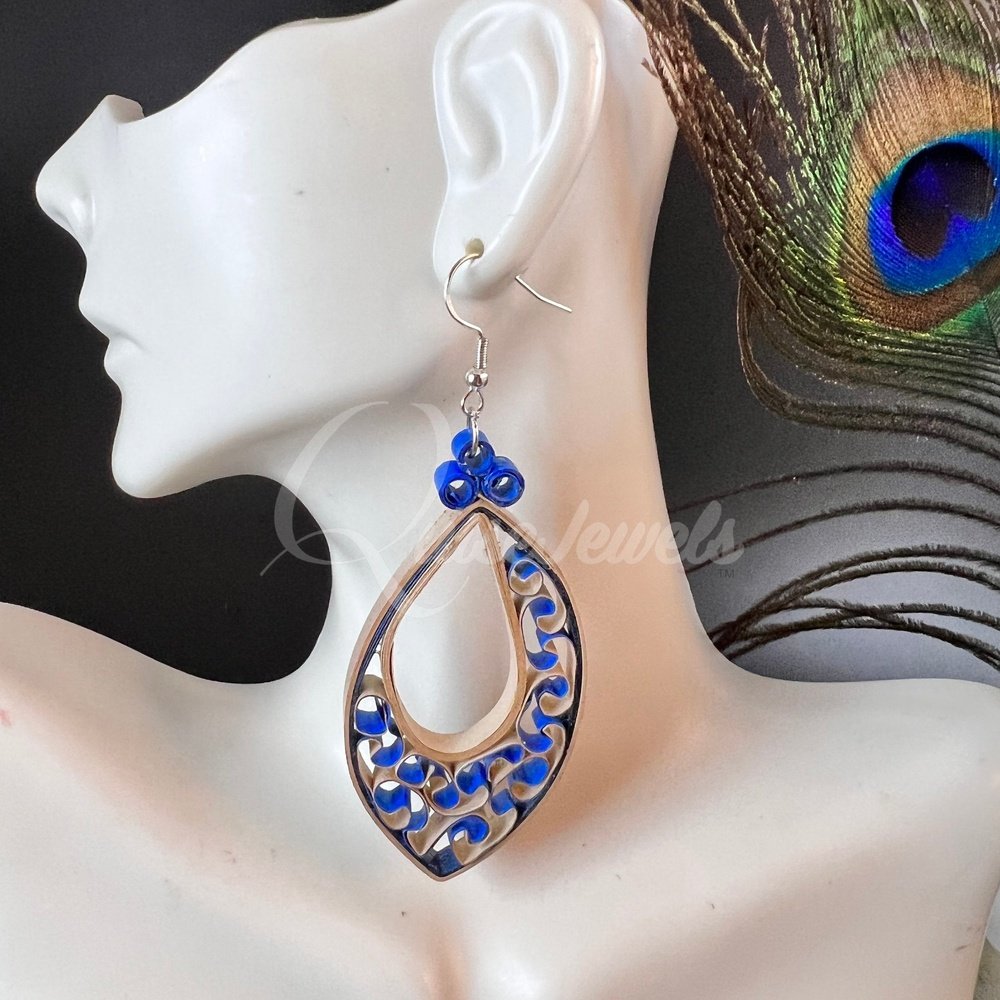Dual Drop Large Marquee Quilling Earrings-QuiseJewels