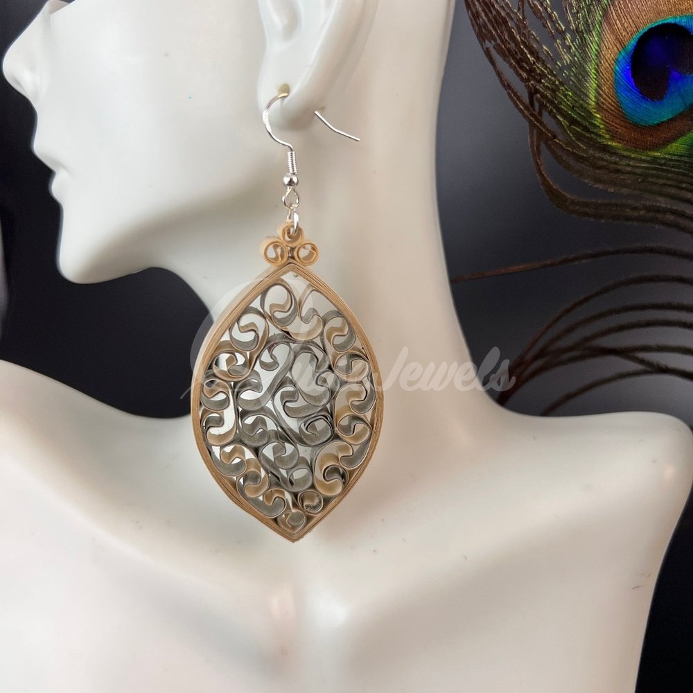 Dual Large Marquee Quilling Earrings-QuiseJewels