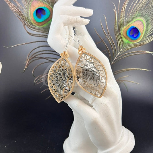Dual Large Marquee Quilling Earrings-QuiseJewels