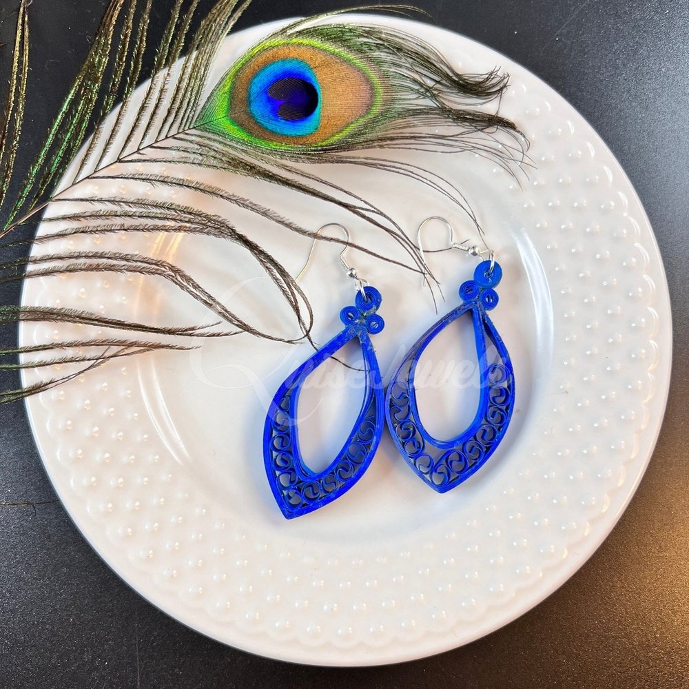 Dual Medium Marquee Quilling Earrings-QuiseJewels
