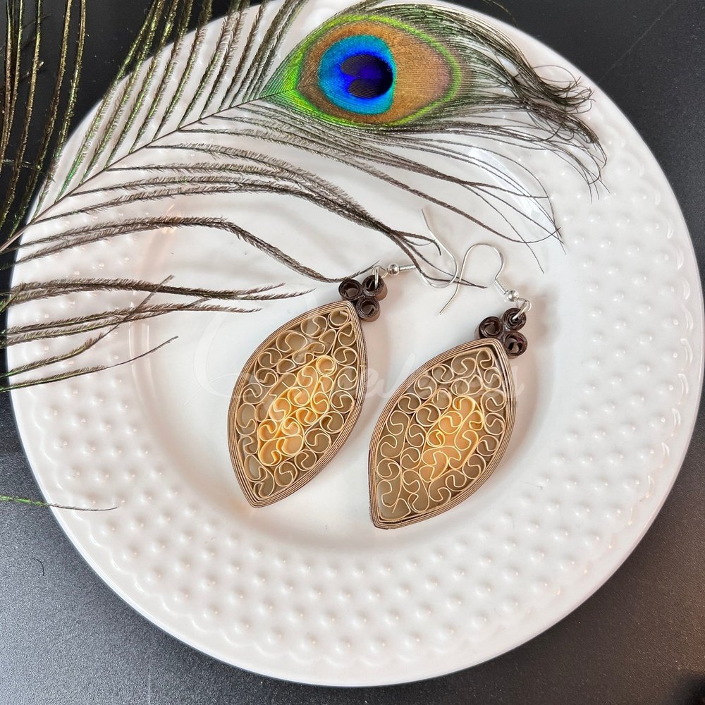 Dual Medium Marquee Quilling Earrings-QuiseJewels