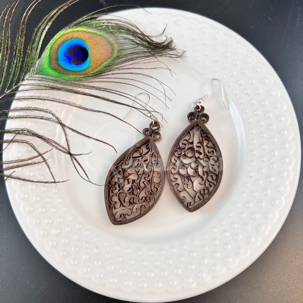 Dual Medium Marquee Quilling Earrings-QuiseJewels