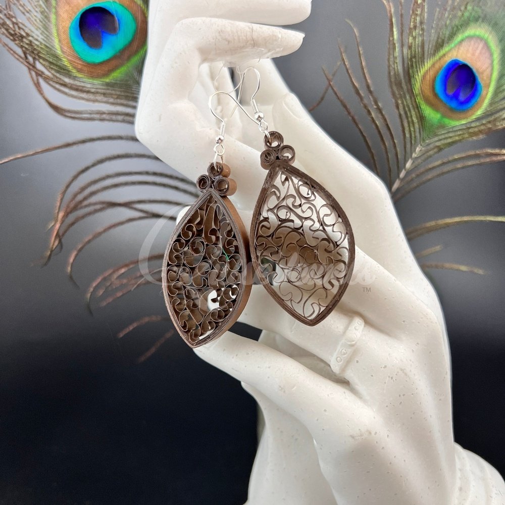 Dual Medium Marquee Quilling Earrings-QuiseJewels