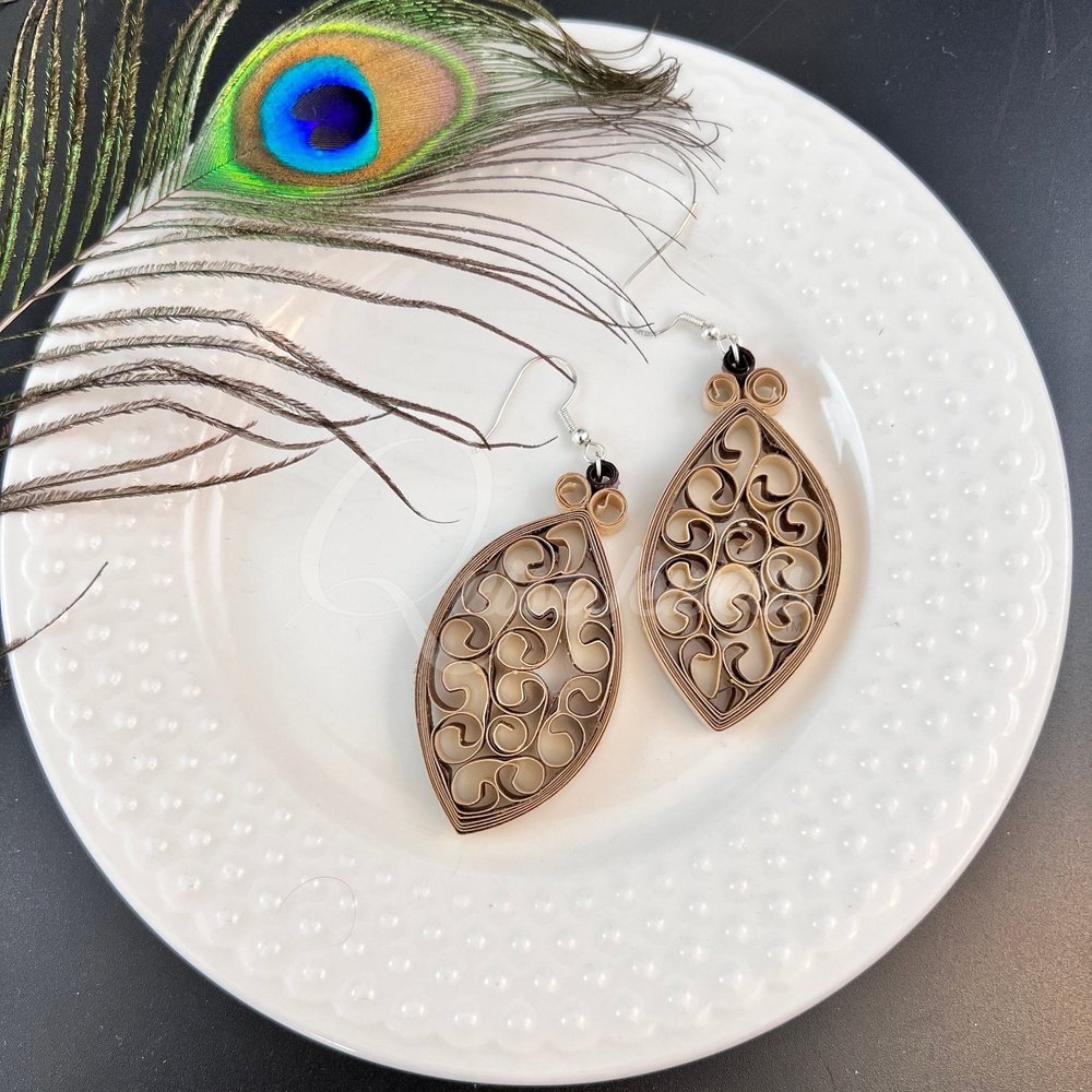 Dual Medium Marquee Quilling Earrings-QuiseJewels
