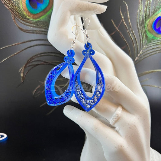 Dual Medium Marquee Quilling Earrings-QuiseJewels