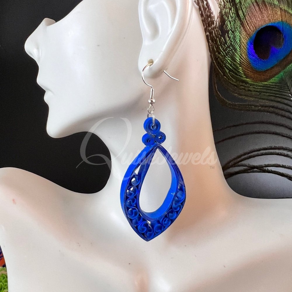 Dual Medium Marquee Quilling Earrings-QuiseJewels