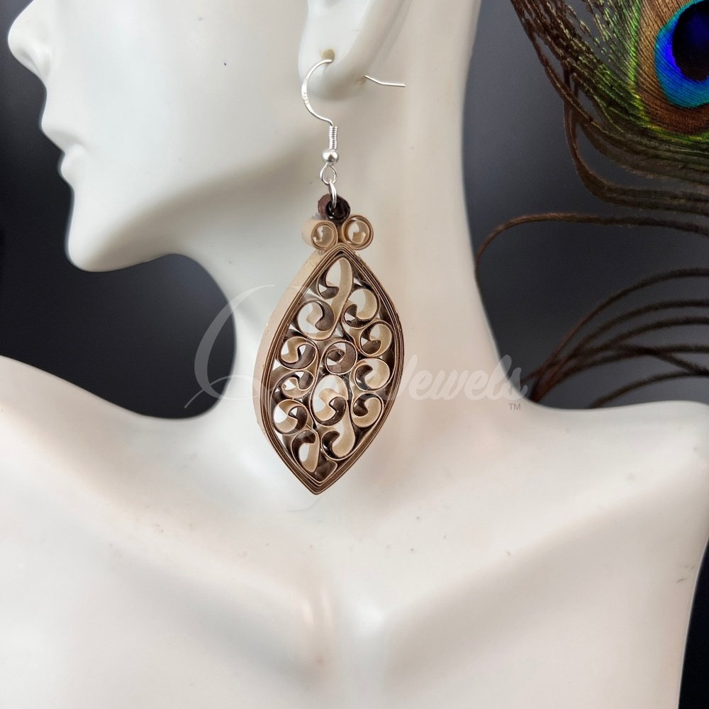 Dual Medium Marquee Quilling Earrings-QuiseJewels