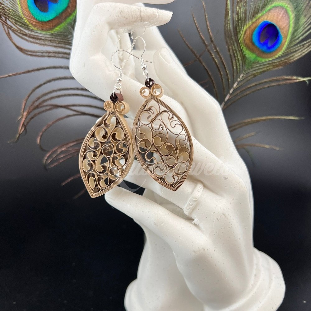 Dual Medium Marquee Quilling Earrings-QuiseJewels
