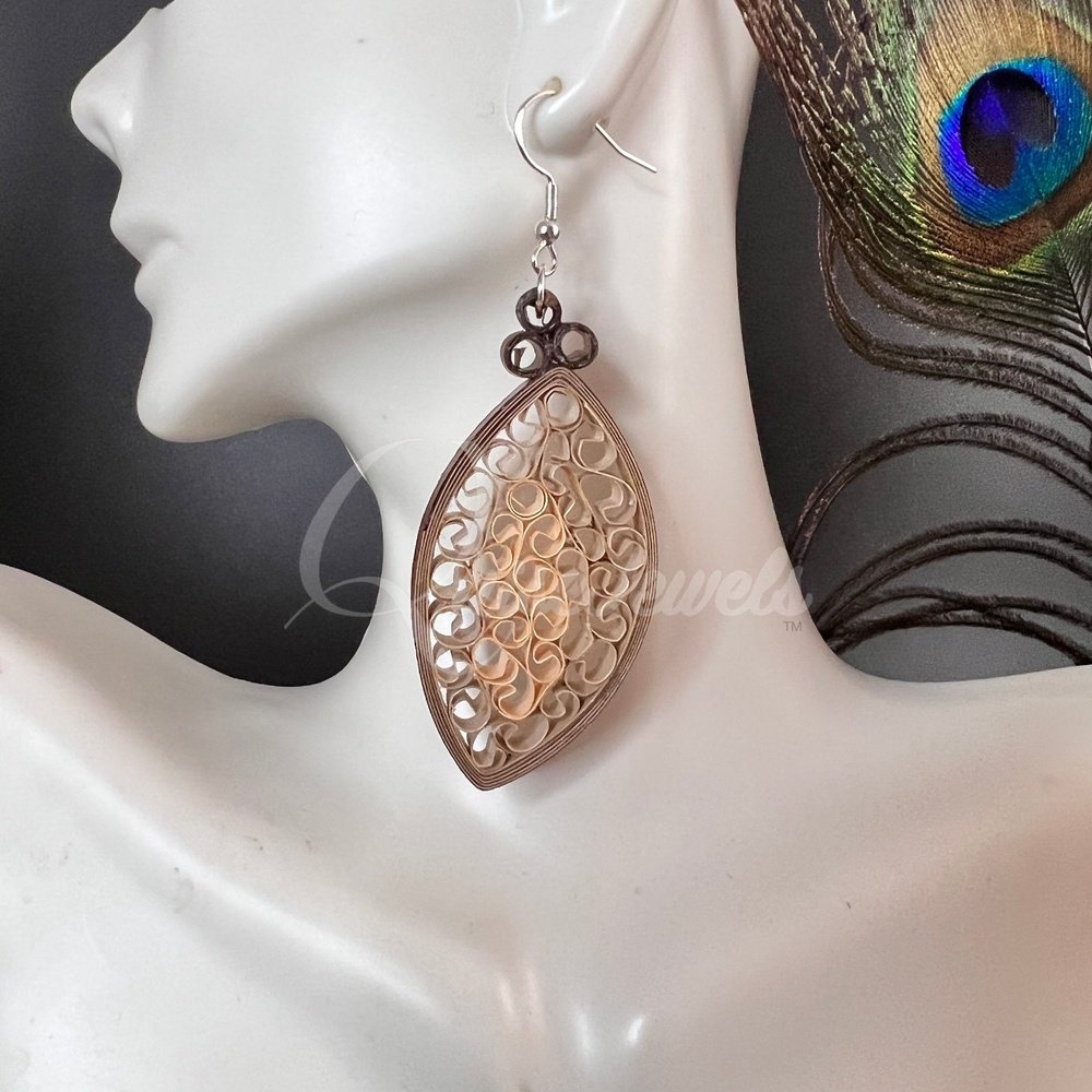 Dual Medium Marquee Quilling Earrings-QuiseJewels