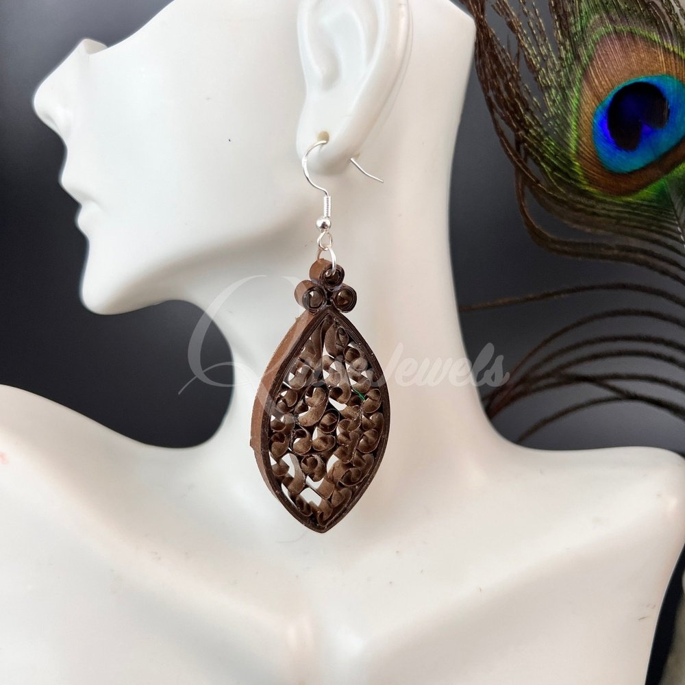 Dual Medium Marquee Quilling Earrings-QuiseJewels