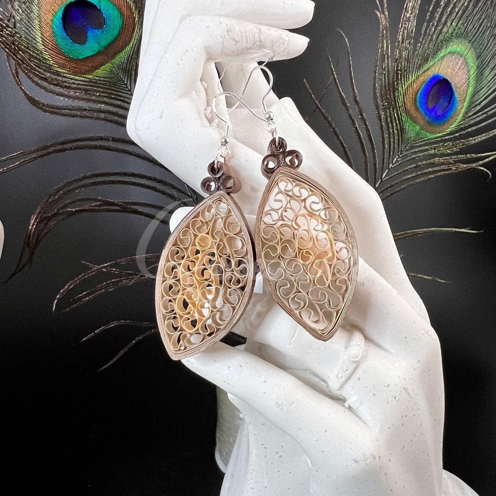 Dual Medium Marquee Quilling Earrings-QuiseJewels