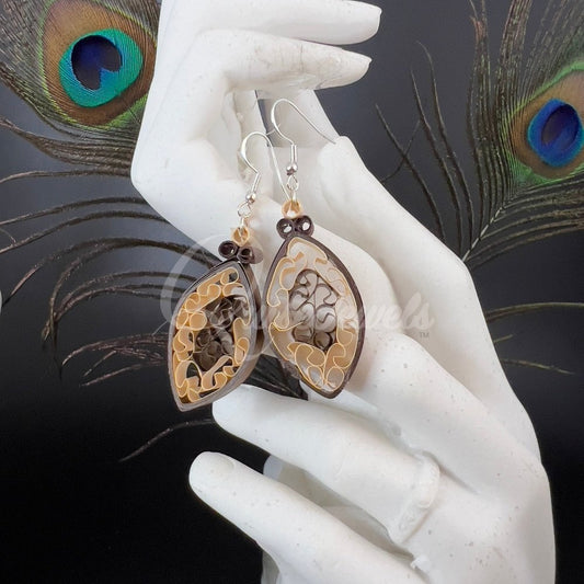 Dual Small Marquee Quilling Earrings-QuiseJewels