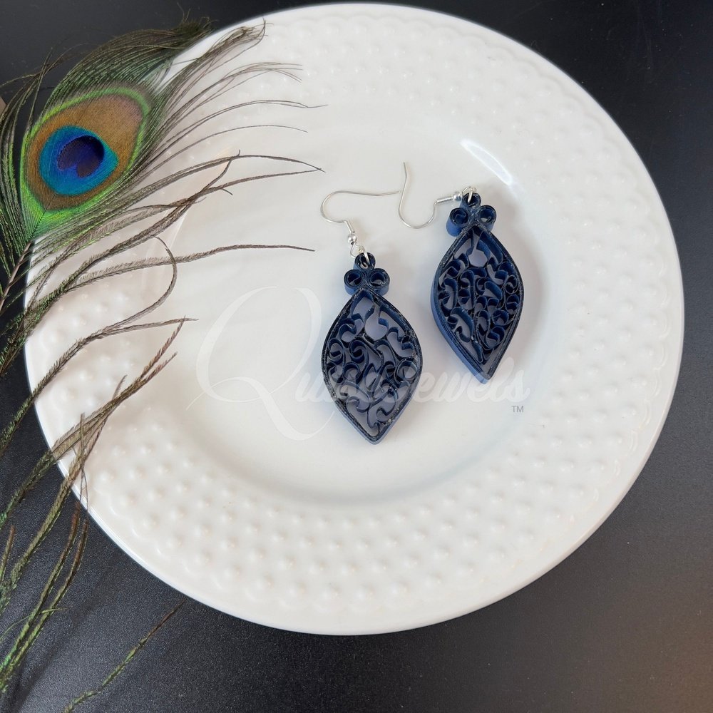 Dual Small Marquee Quilling Earrings-QuiseJewels