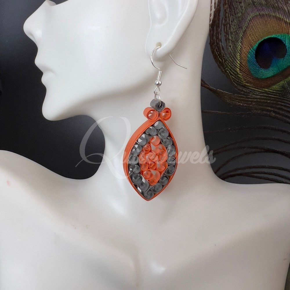 Dual Small Marquee Quilling Earrings-QuiseJewels