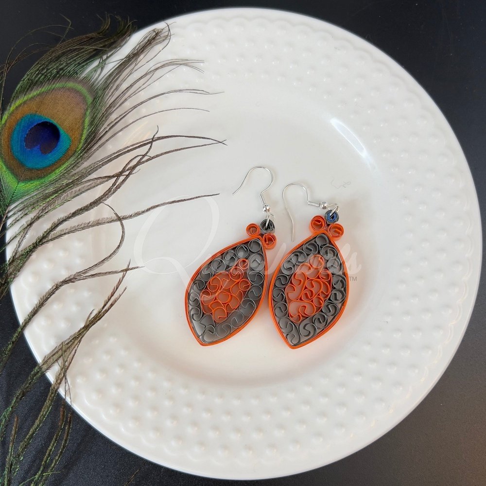 Dual Small Marquee Quilling Earrings-QuiseJewels