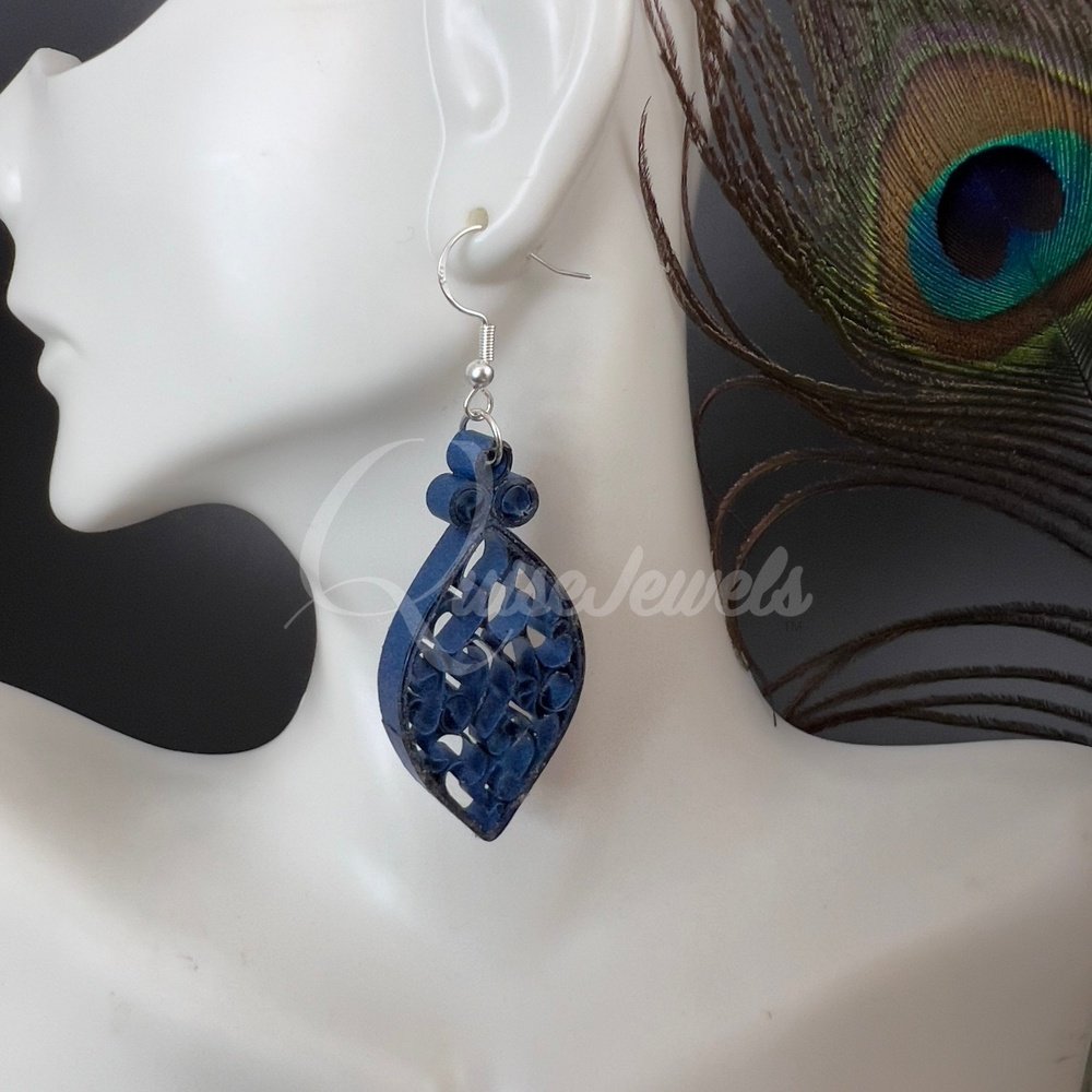 Dual Small Marquee Quilling Earrings-QuiseJewels