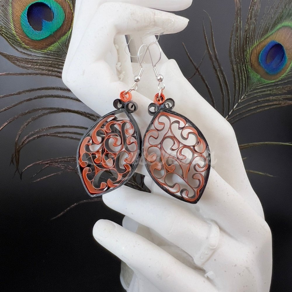 Dual Small Marquee Quilling Earrings-QuiseJewels