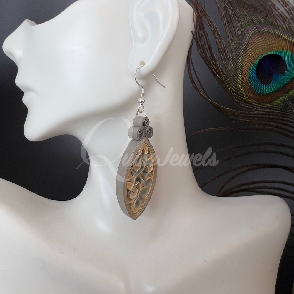 Dual Small Marquee Quilling Earrings-QuiseJewels