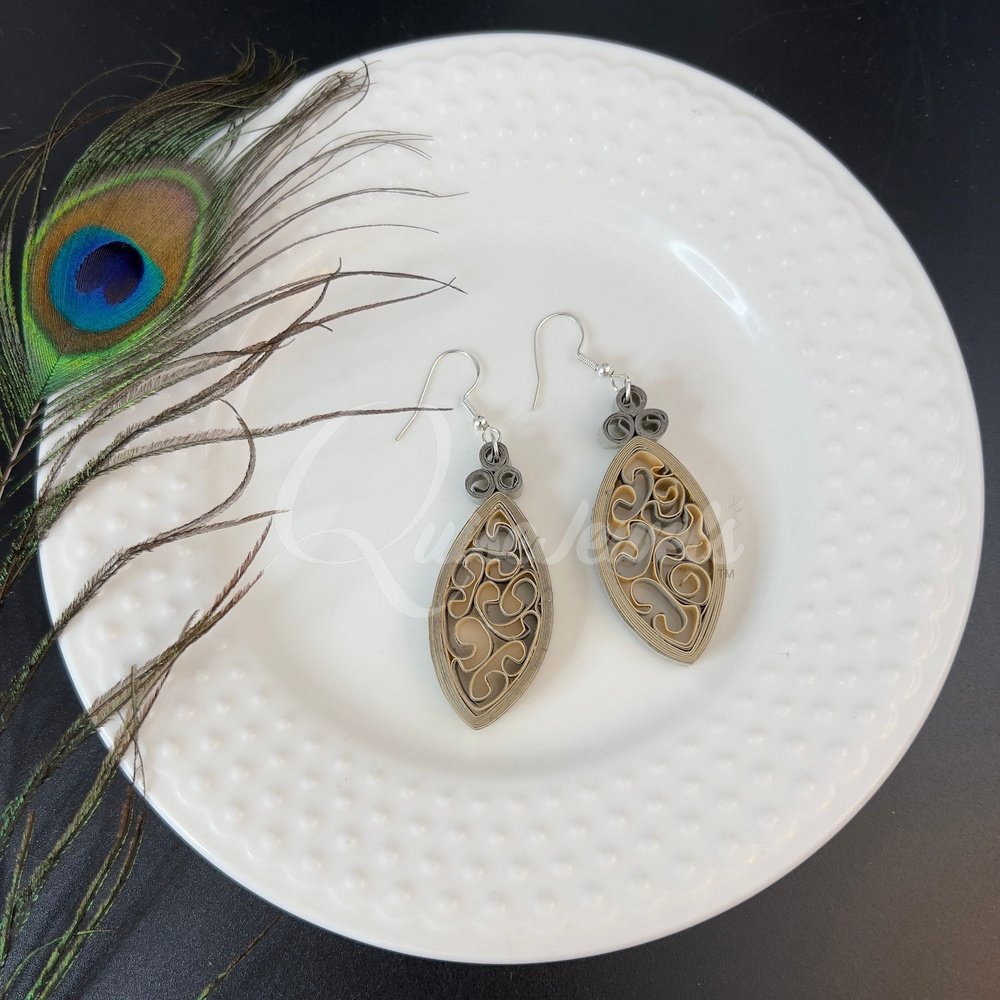 Dual Small Marquee Quilling Earrings-QuiseJewels