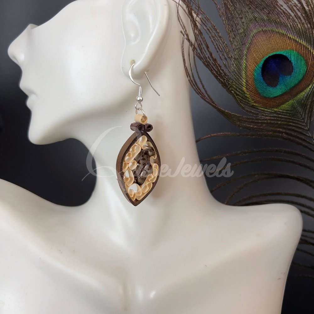 Dual Small Marquee Quilling Earrings-QuiseJewels