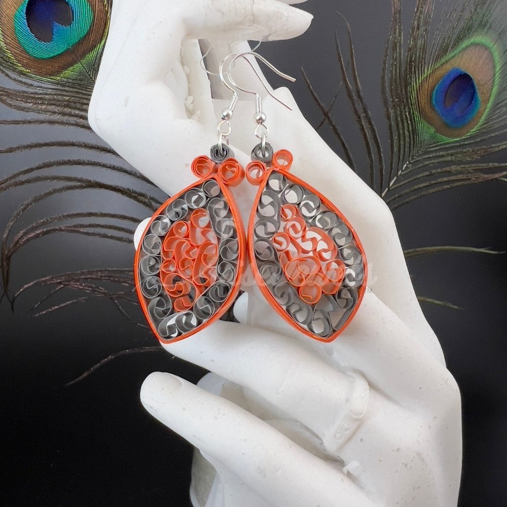 Dual Small Marquee Quilling Earrings-QuiseJewels