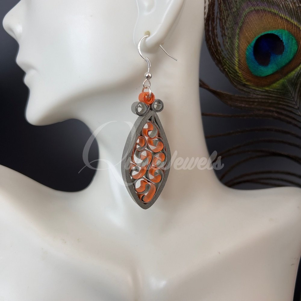 Dual Small Marquee Quilling Earrings-QuiseJewels