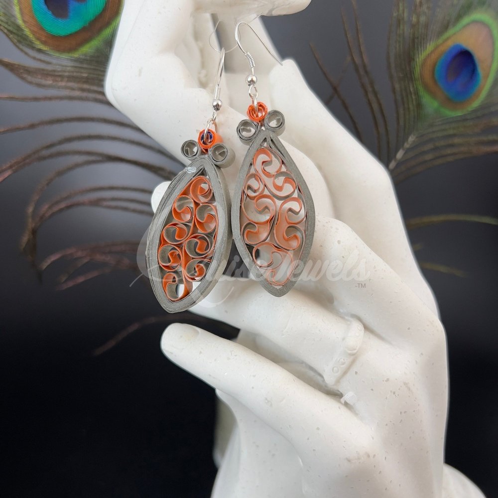 Dual Small Marquee Quilling Earrings-QuiseJewels