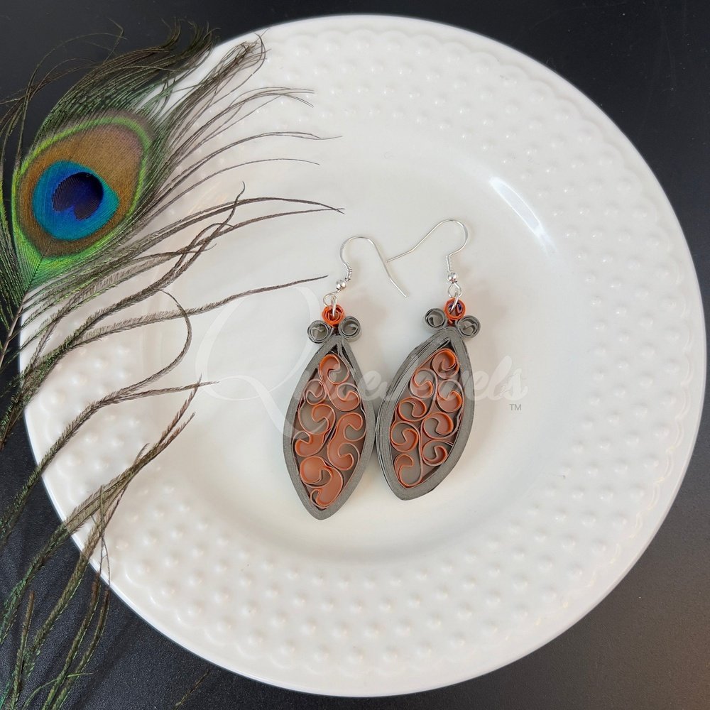 Dual Small Marquee Quilling Earrings-QuiseJewels