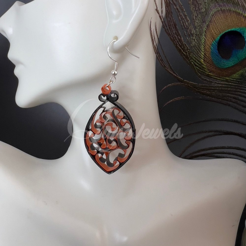Dual Small Marquee Quilling Earrings-QuiseJewels