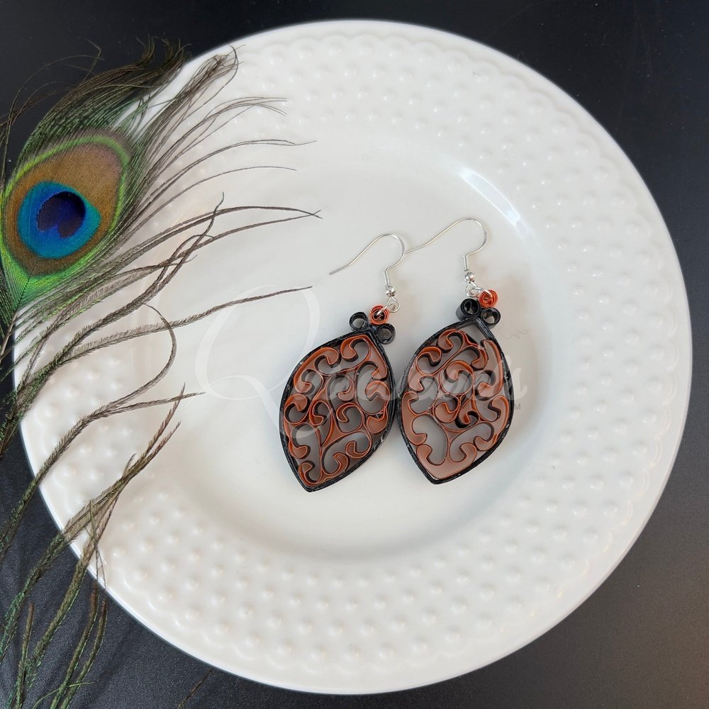 Dual Small Marquee Quilling Earrings-QuiseJewels