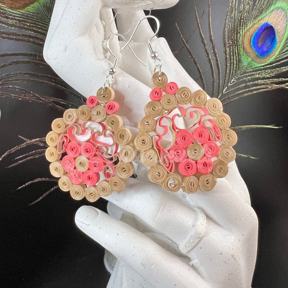 Filigree Circle Quilling Earrings-QuiseJewels