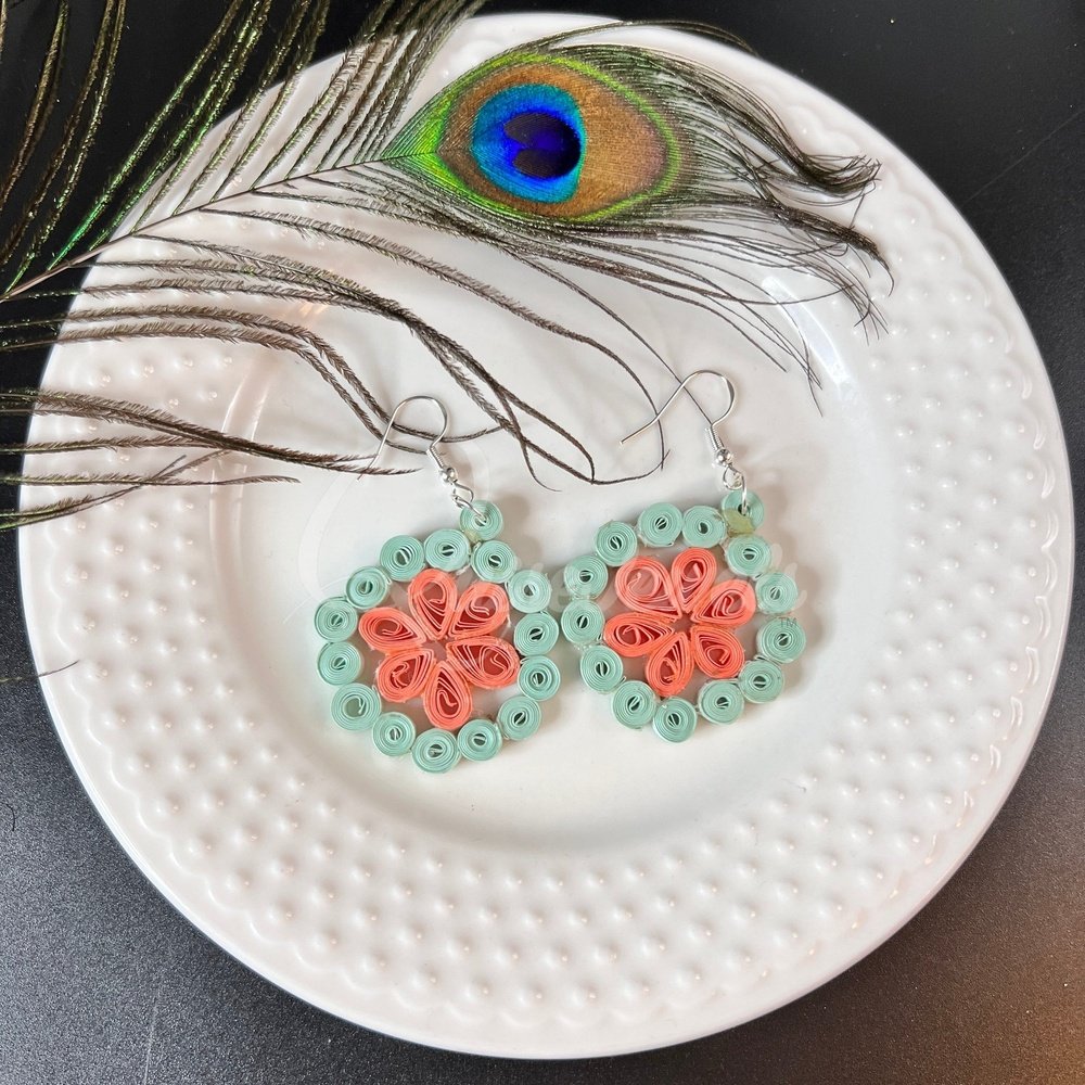 Filigree Circle Quilling Earrings-QuiseJewels