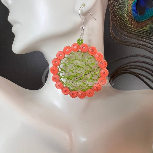 Filigree Circle Quilling Earrings-QuiseJewels