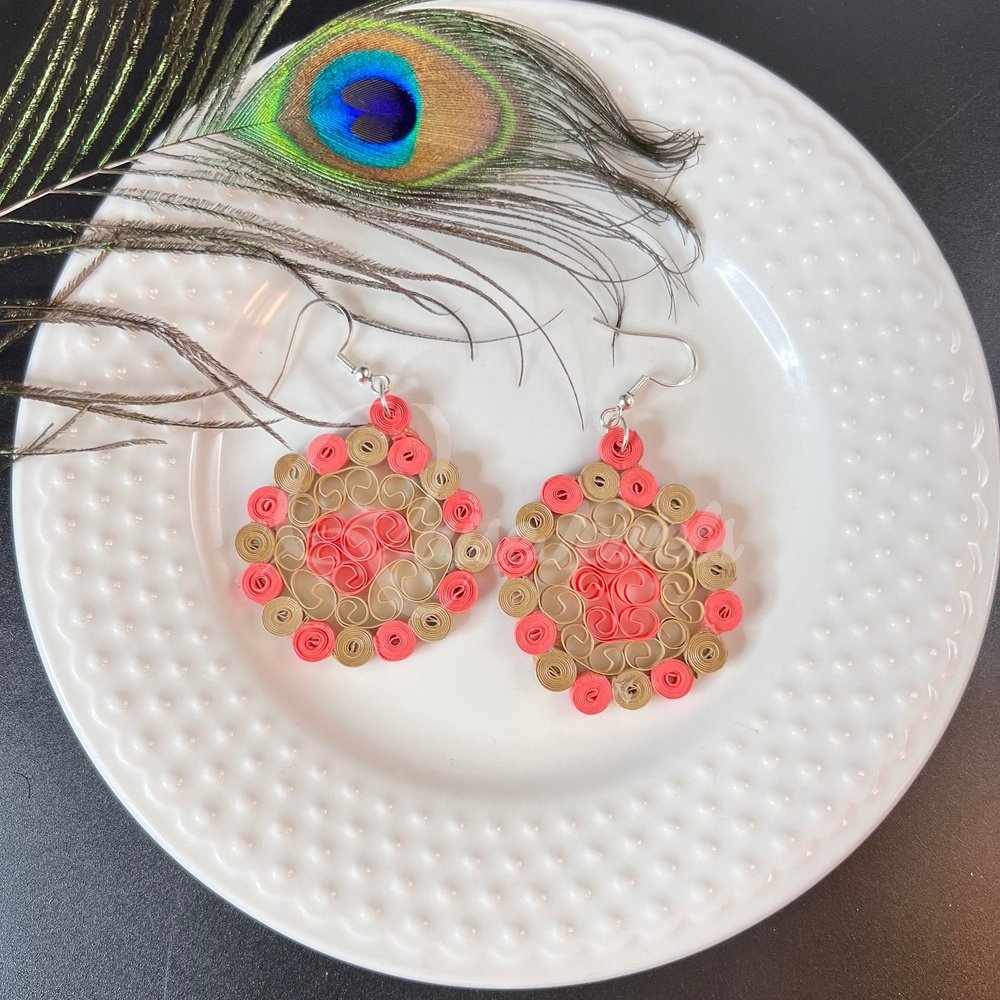 Filigree Circle Quilling Earrings-QuiseJewels