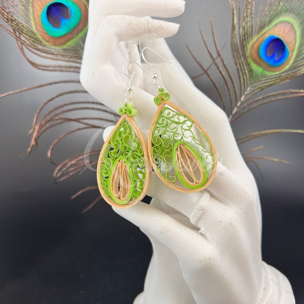Large Tear Drop Quilling Earrings-QuiseJewels