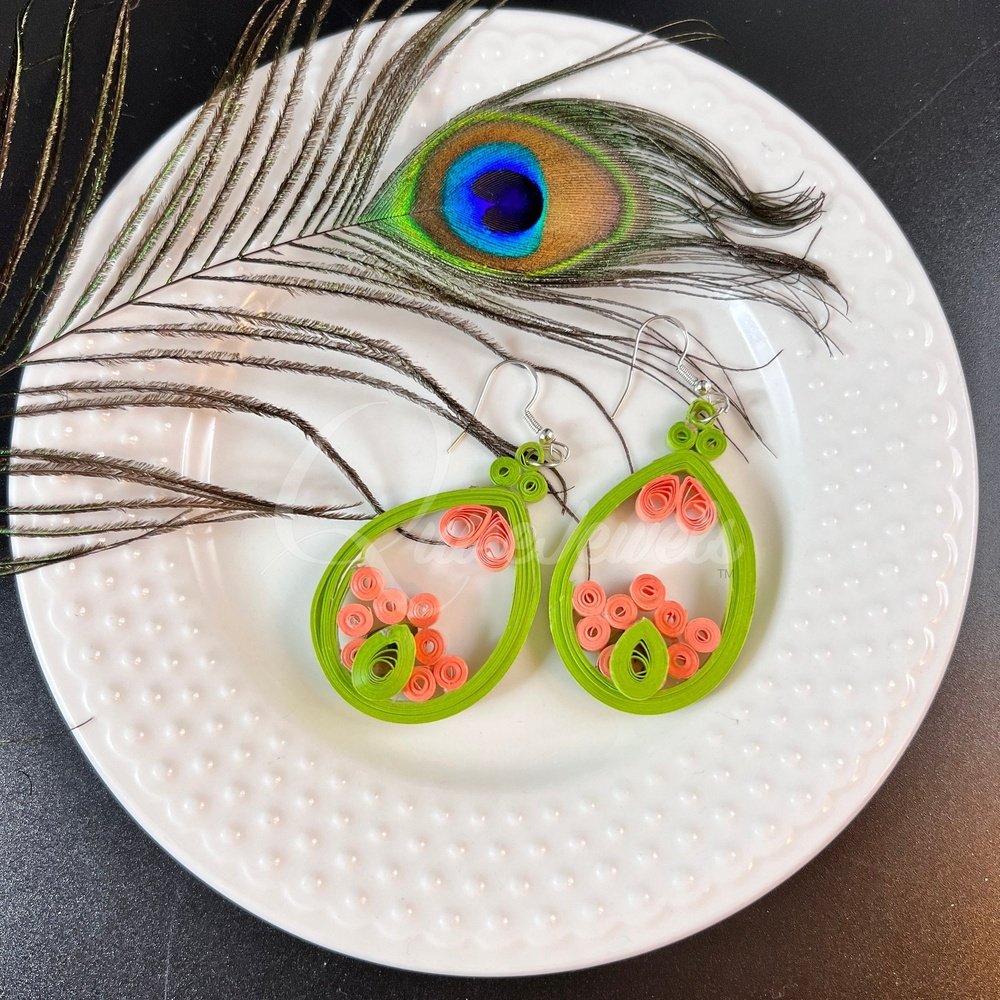 Large Tear Drop Quilling Earrings-QuiseJewels