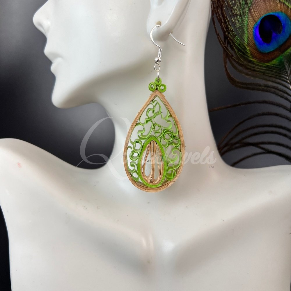 Large Tear Drop Quilling Earrings-QuiseJewels