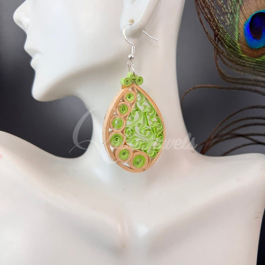 Large Tear Drop Quilling Earrings-QuiseJewels