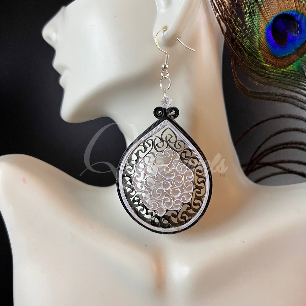 Large Tear Drop Quilling Earrings-QuiseJewels