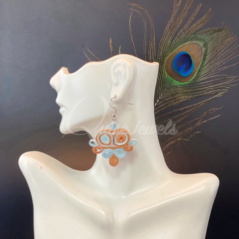 Large multi color Flower Quilling Earrings-QuiseJewels
