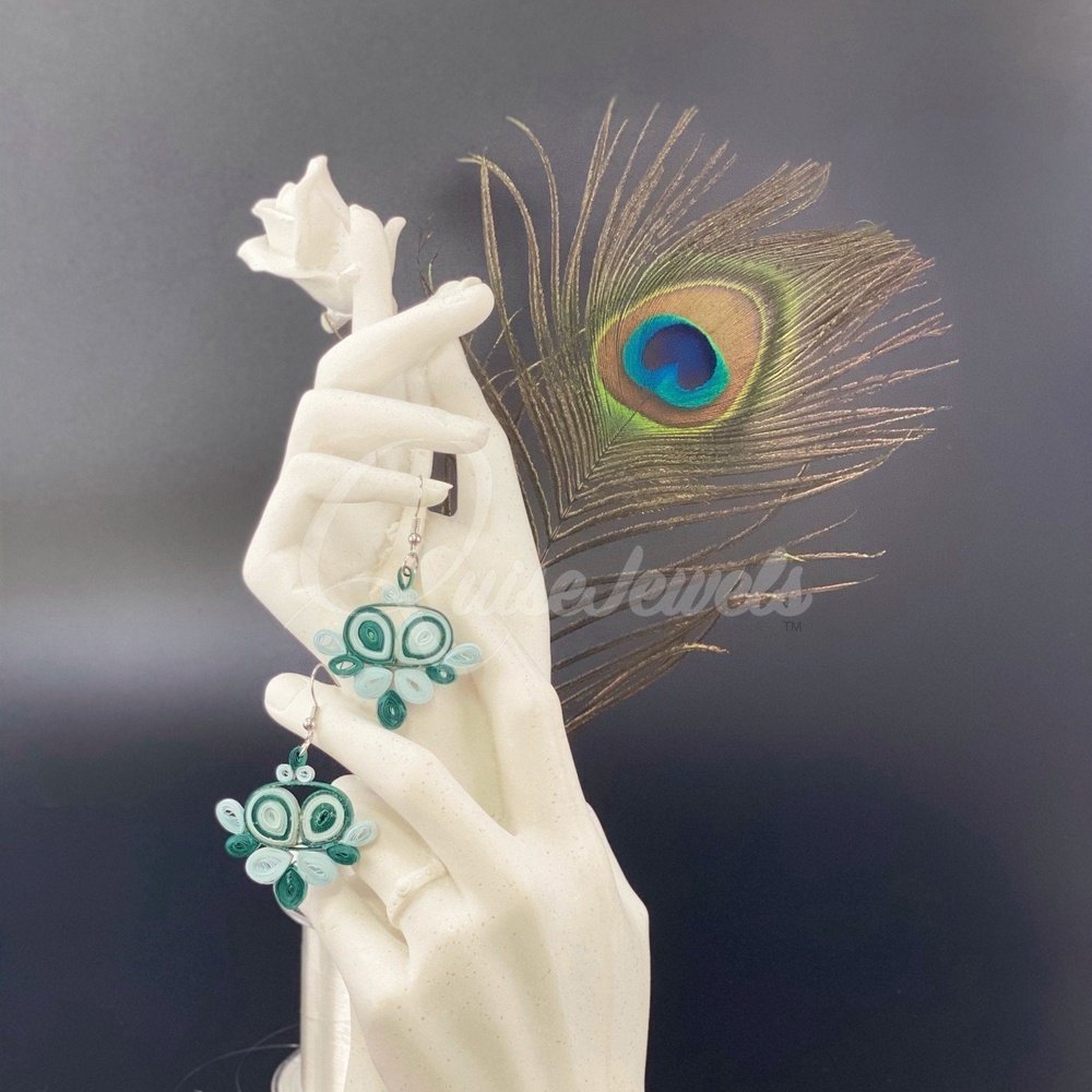 Large multi color Flower Quilling Earrings-QuiseJewels